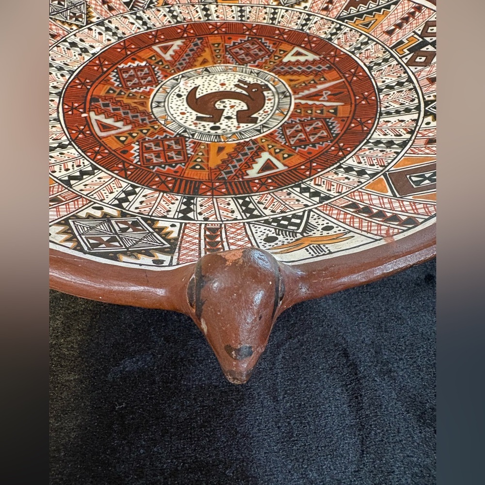 Vintage Decorative Terracotta Plate Inspired By Peruvian On Incan Folk Art - Picture 3 of 10
